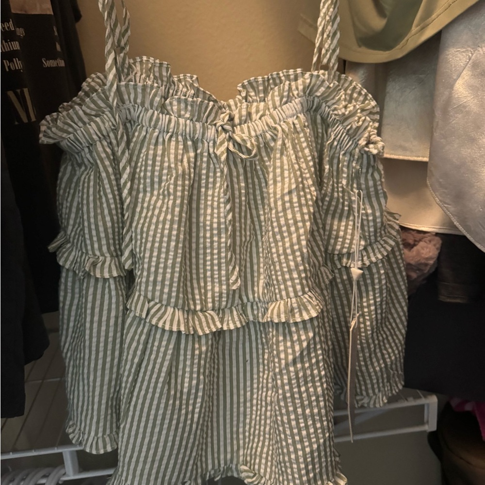 Striped Ruffle Off-Shoulder Top